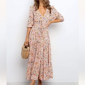 Petal and pup kelda Multicolor Floral Long Sleeve maxi Dress nwt medium NEW